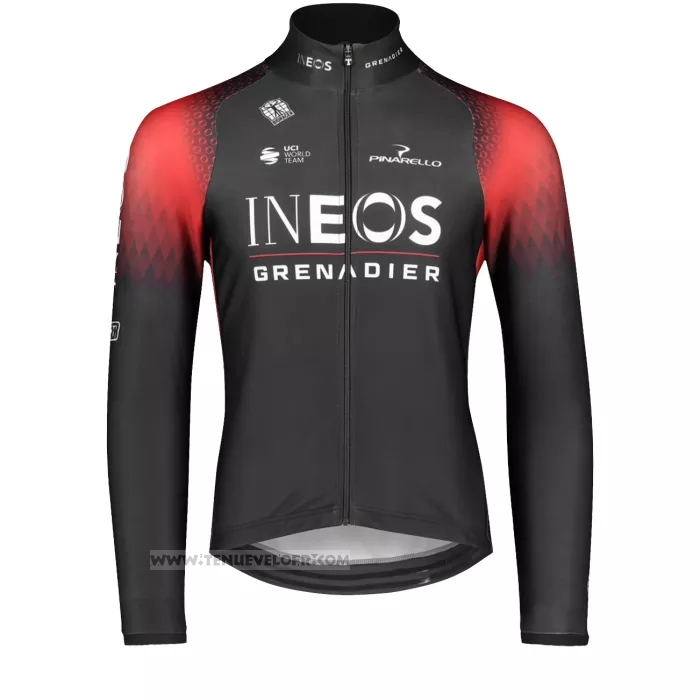 2022 Maillot Cyclisme Ineos Grenadiers Rouge Noir Manches Longues et Cuissard